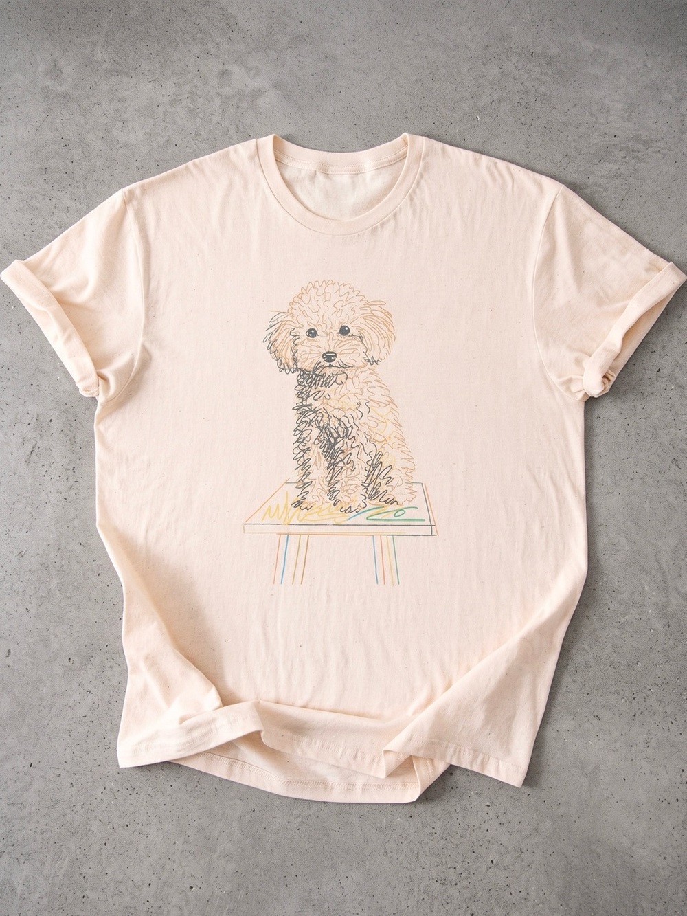 Aesthetic Dog Mom Poodle Sketch Cream Classic T-Shirt